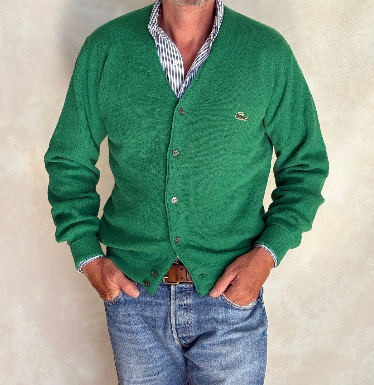 Vintage 80s Izod Lacoste knit cardigan — Medium
