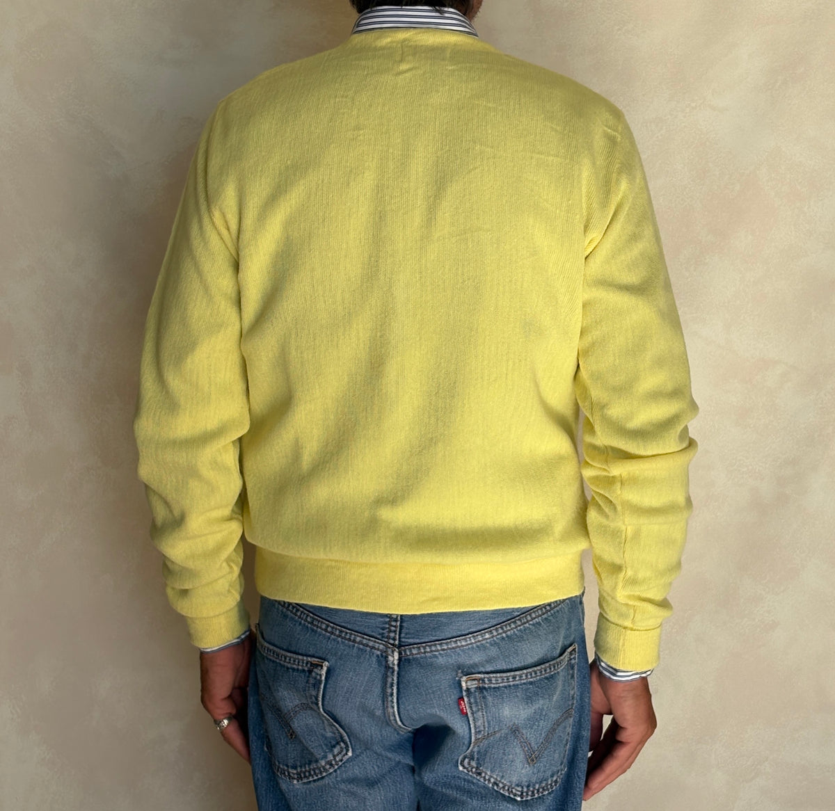 Vintage 80s Izod Lacoste Yellow Knit Cardigan — Medium