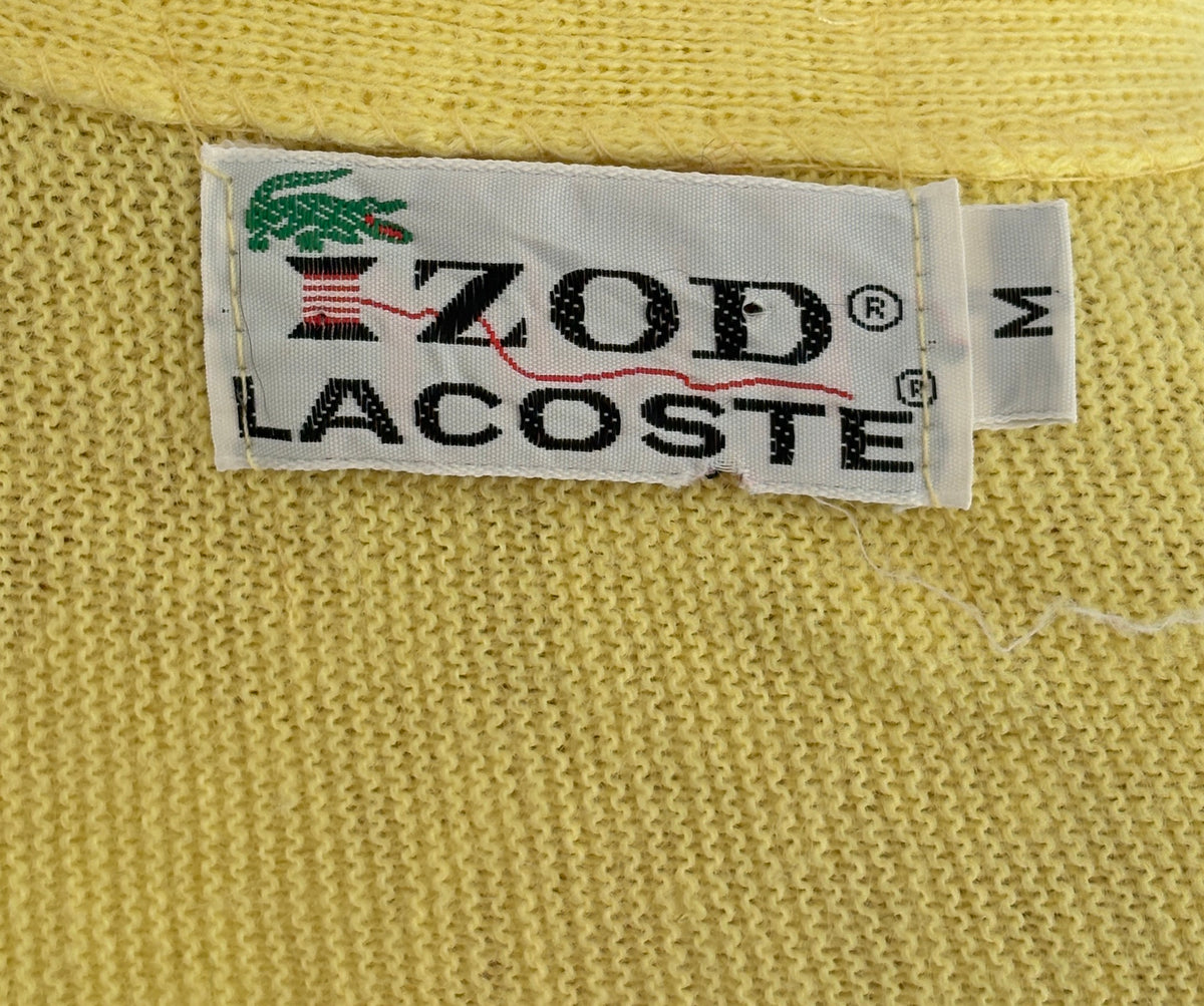 Vintage 80s Izod Lacoste Yellow Knit Cardigan — Medium