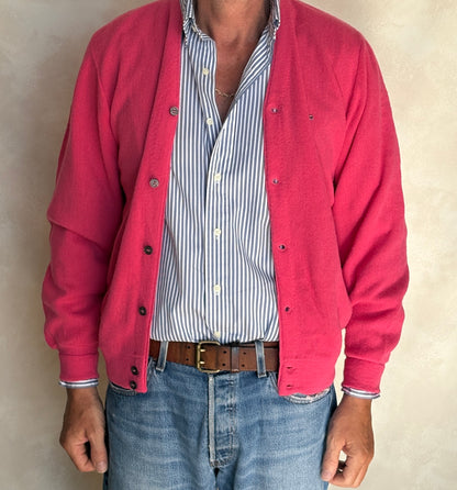 Vintage Izod Lacoste Pink Knit Cardigan — Medium