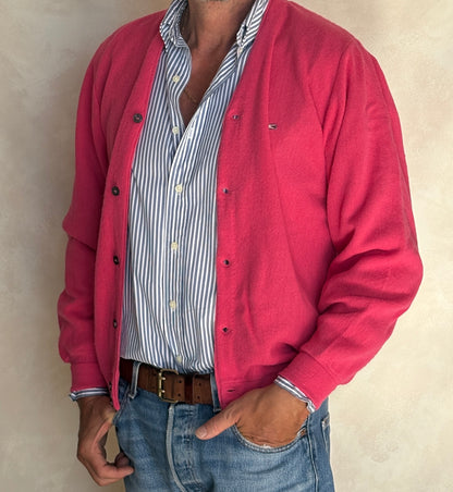 Vintage Izod Lacoste Pink Knit Cardigan — Medium
