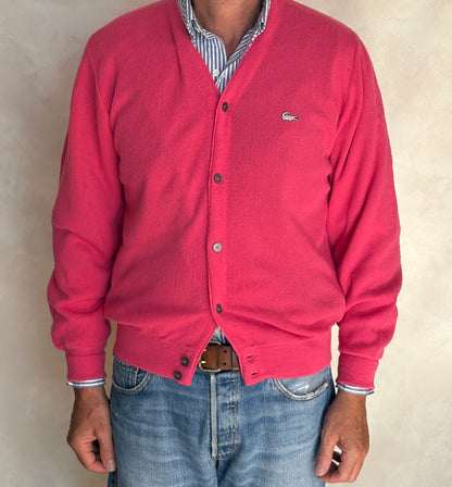 Vintage Izod Lacoste Pink Knit Cardigan — Medium