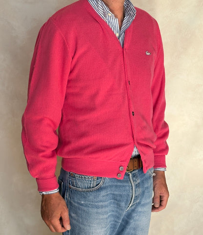 Vintage Izod Lacoste Pink Knit Cardigan — Medium