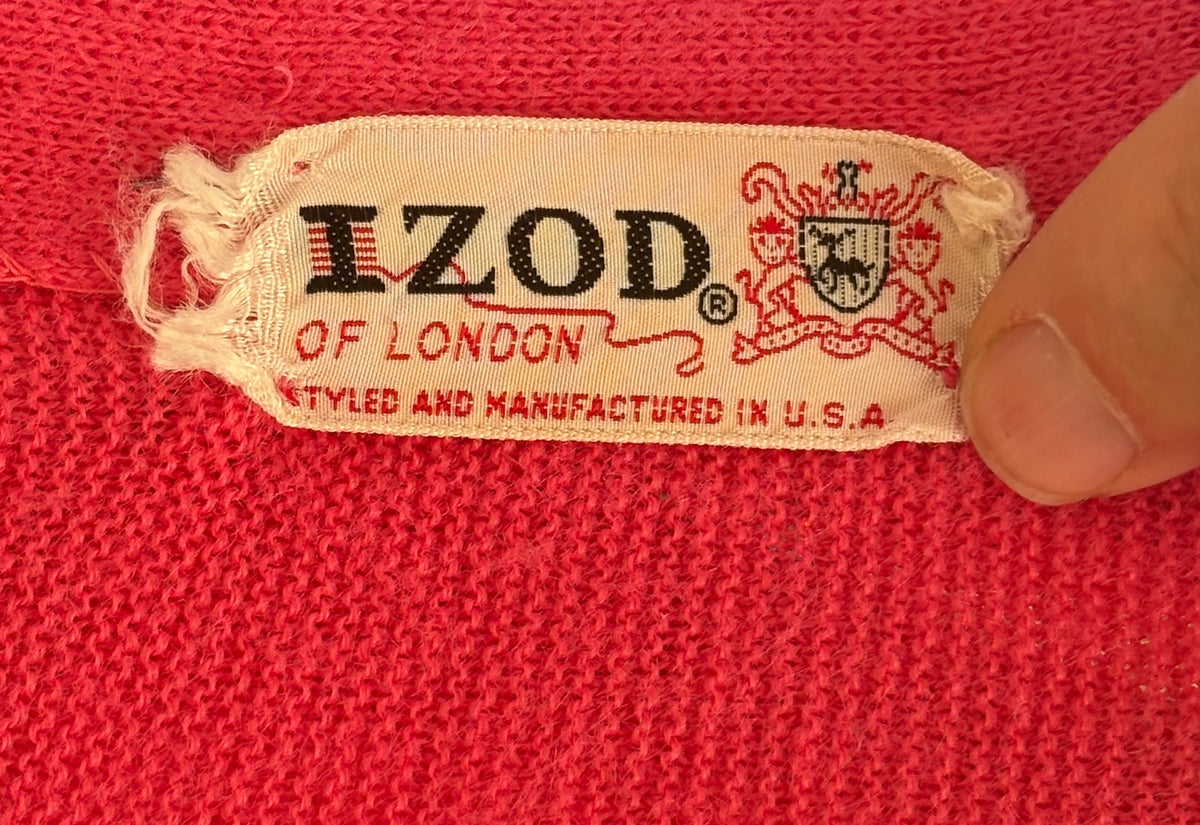 Vintage Izod Lacoste Pink Knit Cardigan — Medium