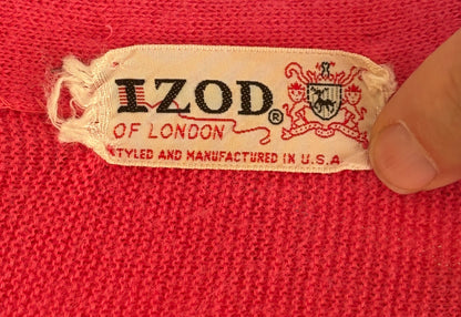 Vintage Izod Lacoste Pink Knit Cardigan — Medium