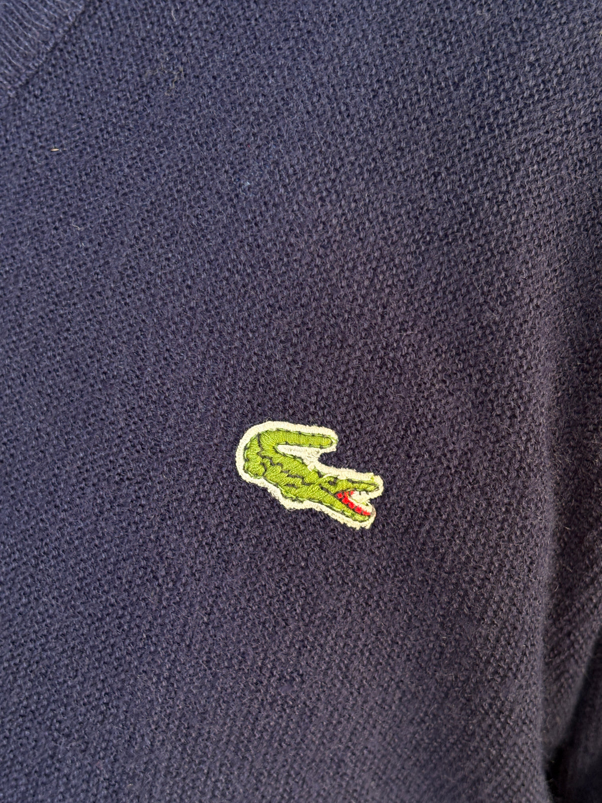 Vintage 80s Izod Lacoste Navy V-Neck Sweater — Large