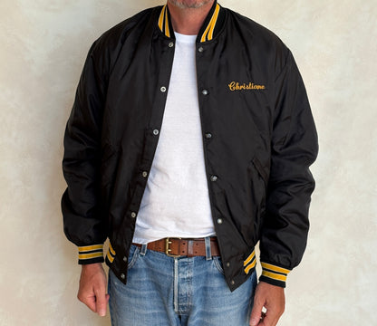 Vintage 80s Cresskill Cheerleaders Nylon Bomber jacket.  Made in USA / Medium