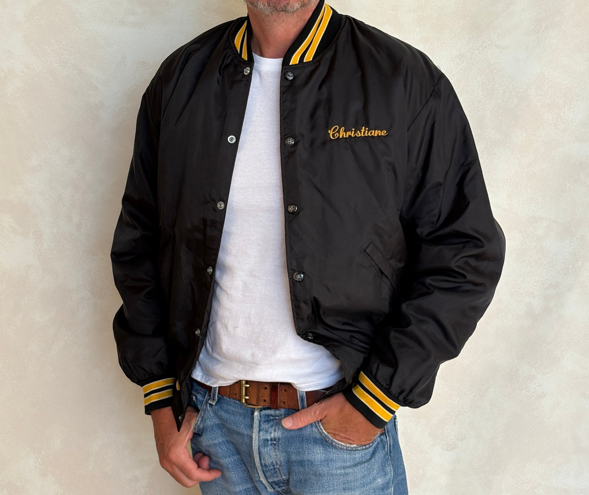 Vintage 80s Cresskill Cheerleaders Nylon Bomber jacket.  Made in USA / Medium