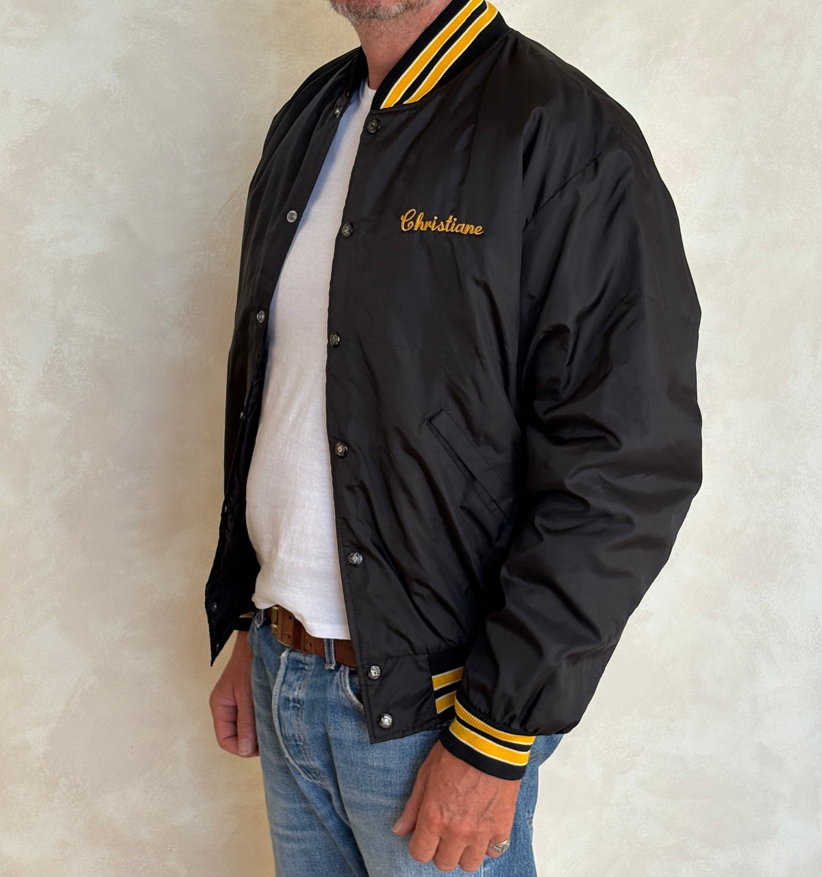 Vintage 80s Cresskill Cheerleaders Nylon Bomber jacket.  Made in USA / Medium