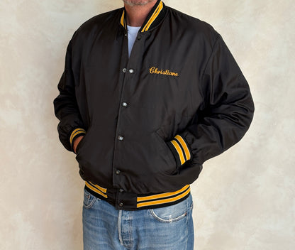 Vintage 80s Cresskill Cheerleaders Nylon Bomber jacket.  Made in USA / Medium