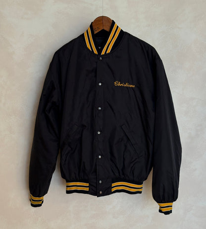 Vintage 80s Cresskill Cheerleaders Nylon Bomber jacket.  Made in USA / Medium