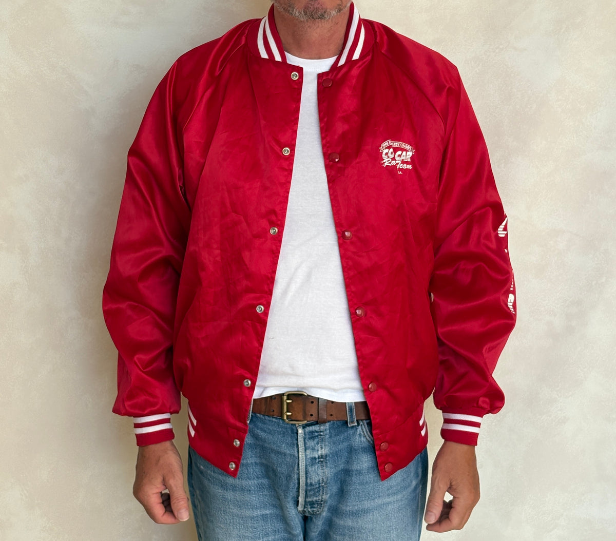 Vintage 1995 Cool Car Racing Team Satin Bomber jacket - Made in USA- Large