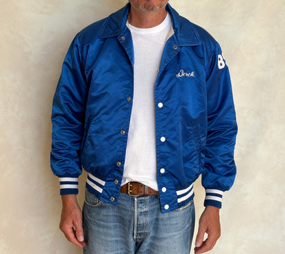 Vintage 60s Wayne Valley Track Satin Bomber jacket -Made USA -Men's Medium