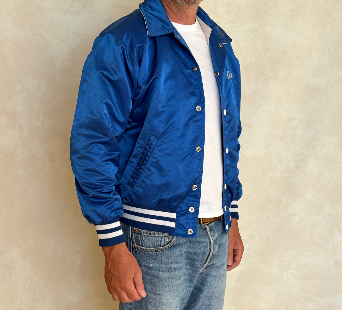 Vintage 60s Wayne Valley Track Satin Bomber jacket -Made USA -Men's Medium