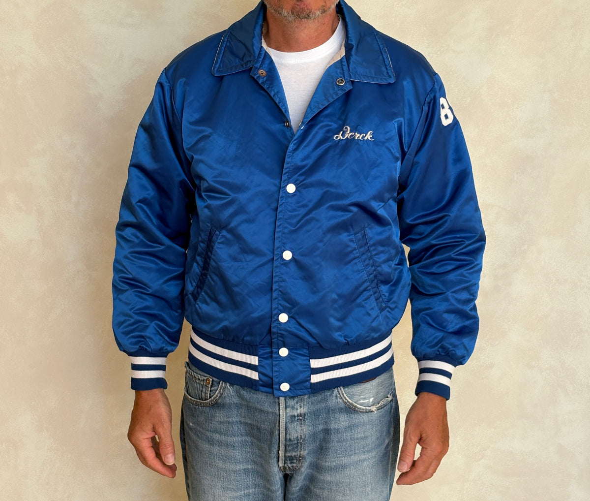 Vintage 60s Wayne Valley Track Satin Bomber jacket -Made USA -Men's Medium
