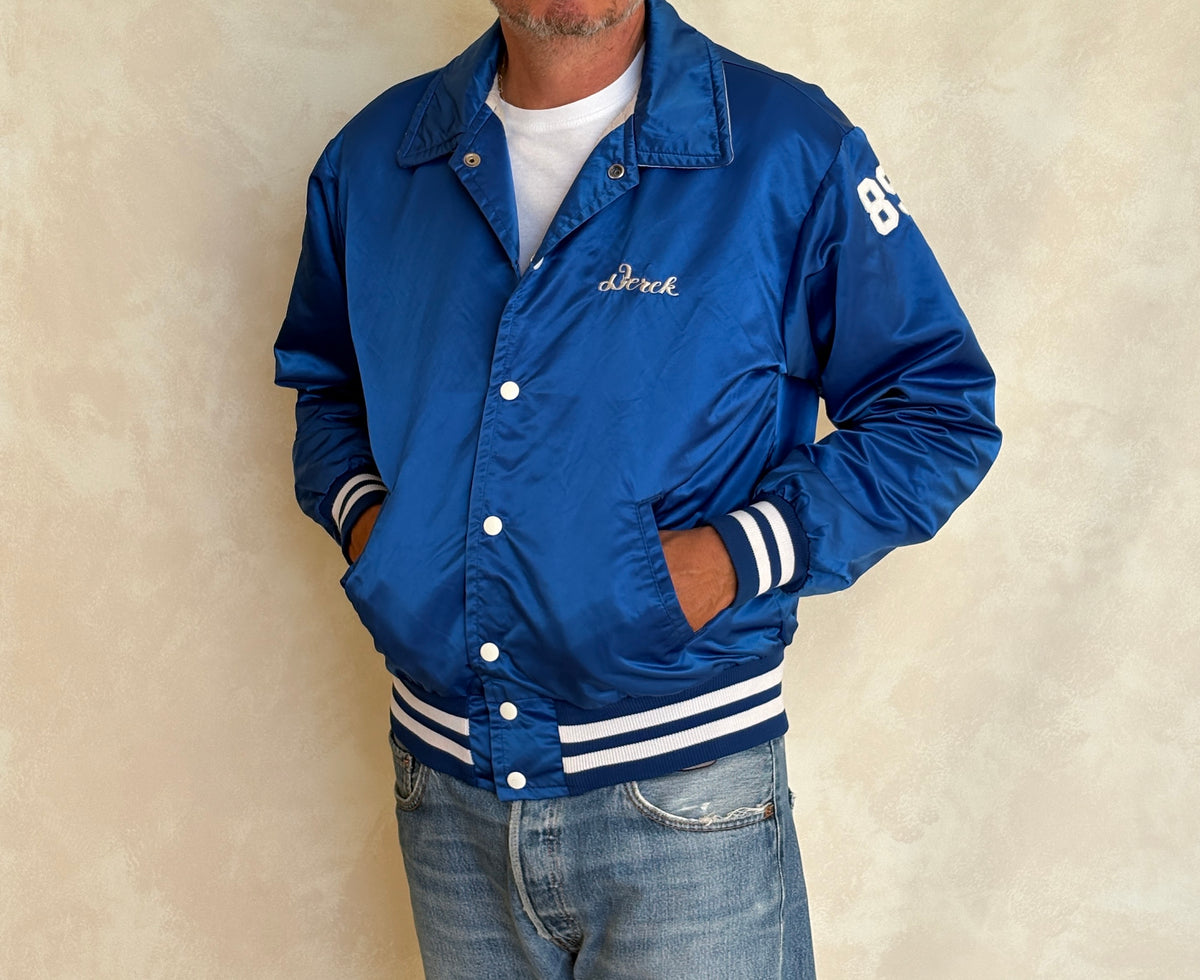 Vintage 60s Wayne Valley Track Satin Bomber jacket -Made USA -Men's Medium