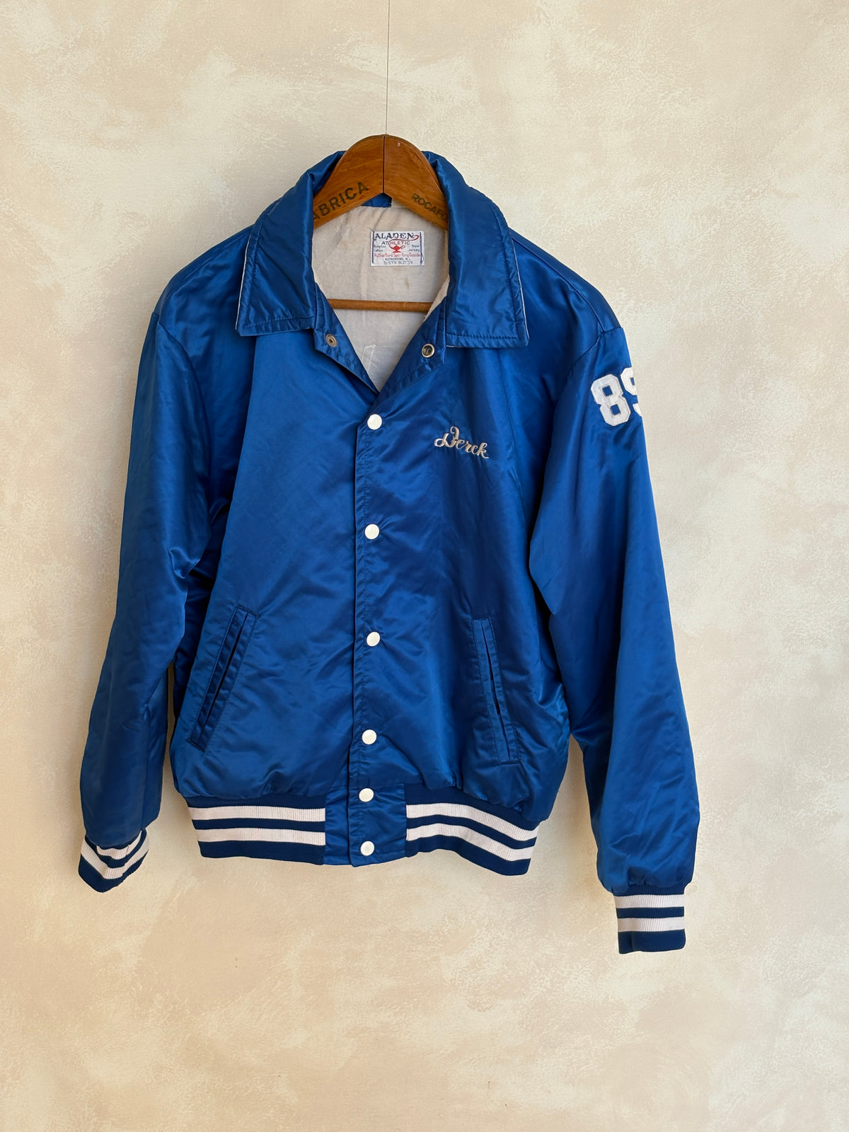 Vintage 60s Wayne Valley Track Satin Bomber jacket -Made USA -Men's Medium