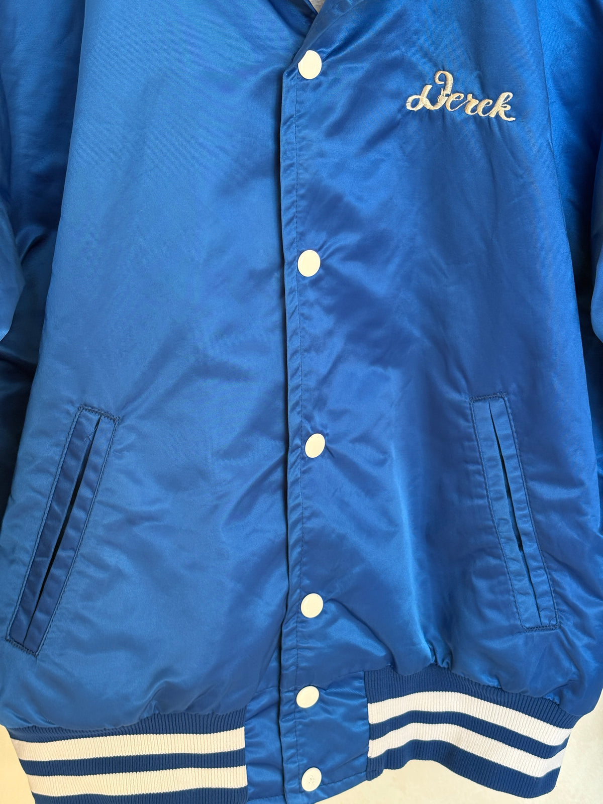 Vintage 60s Wayne Valley Track Satin Bomber jacket -Made USA -Men's Medium