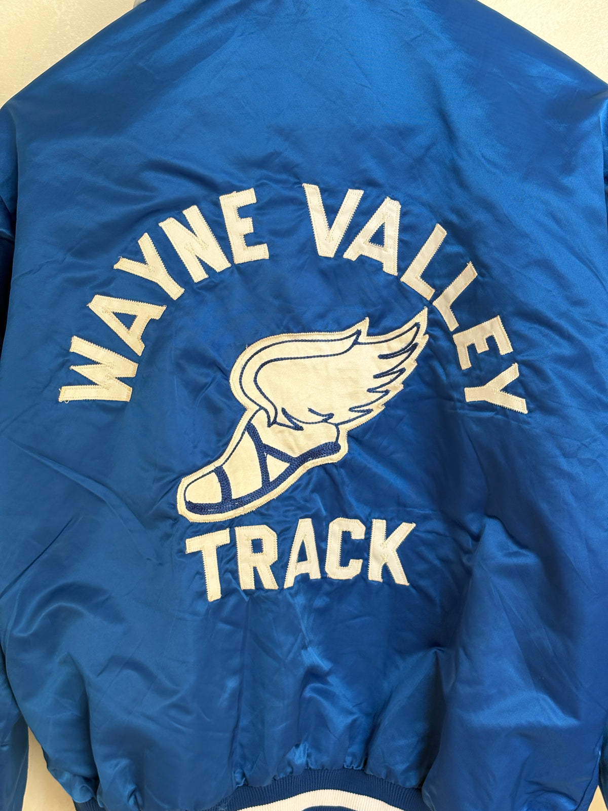 Vintage 60s Wayne Valley Track Satin Bomber jacket -Made USA -Men's Medium