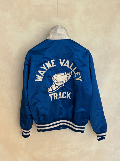 Vintage 60s Wayne Valley Track Satin Bomber jacket -Made USA -Men's Medium