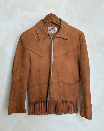 60s Distress women western suede fringe jacket Size 38US-AJ357 Studio