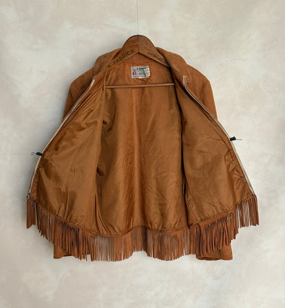 60s Distress women western suede fringe jacket Size 38US-AJ357 Studio