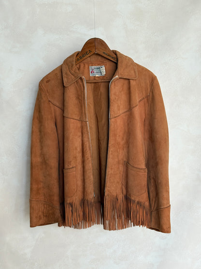 60s Distress women western suede fringe jacket Size 38US-AJ357 Studio