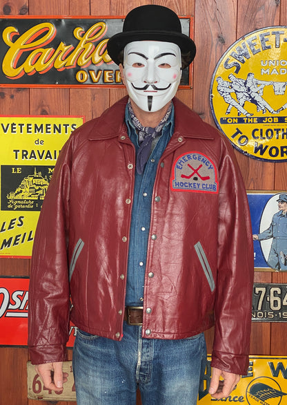 Size 46US / 56EU Vintage Canadian Leather Hockey Jacket - Classic Sportswear-AJ357 Studio