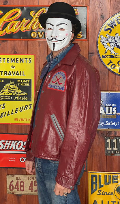 Size 46US / 56EU Vintage Canadian Leather Hockey Jacket - Classic Sportswear-AJ357 Studio