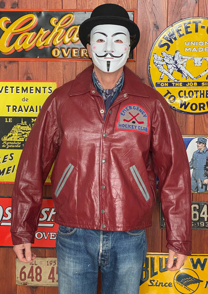 Size 46US / 56EU Vintage Canadian Leather Hockey Jacket - Classic Sportswear-AJ357 Studio