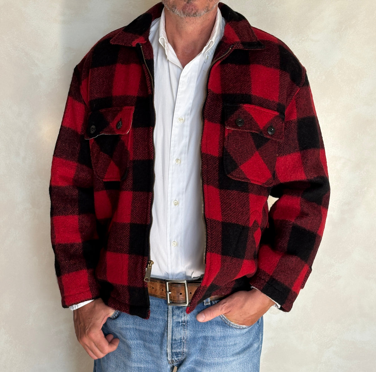 Size 42US / 52EU .Vintage 60s 5 Brother Buffalo Plaid Wool Jacket