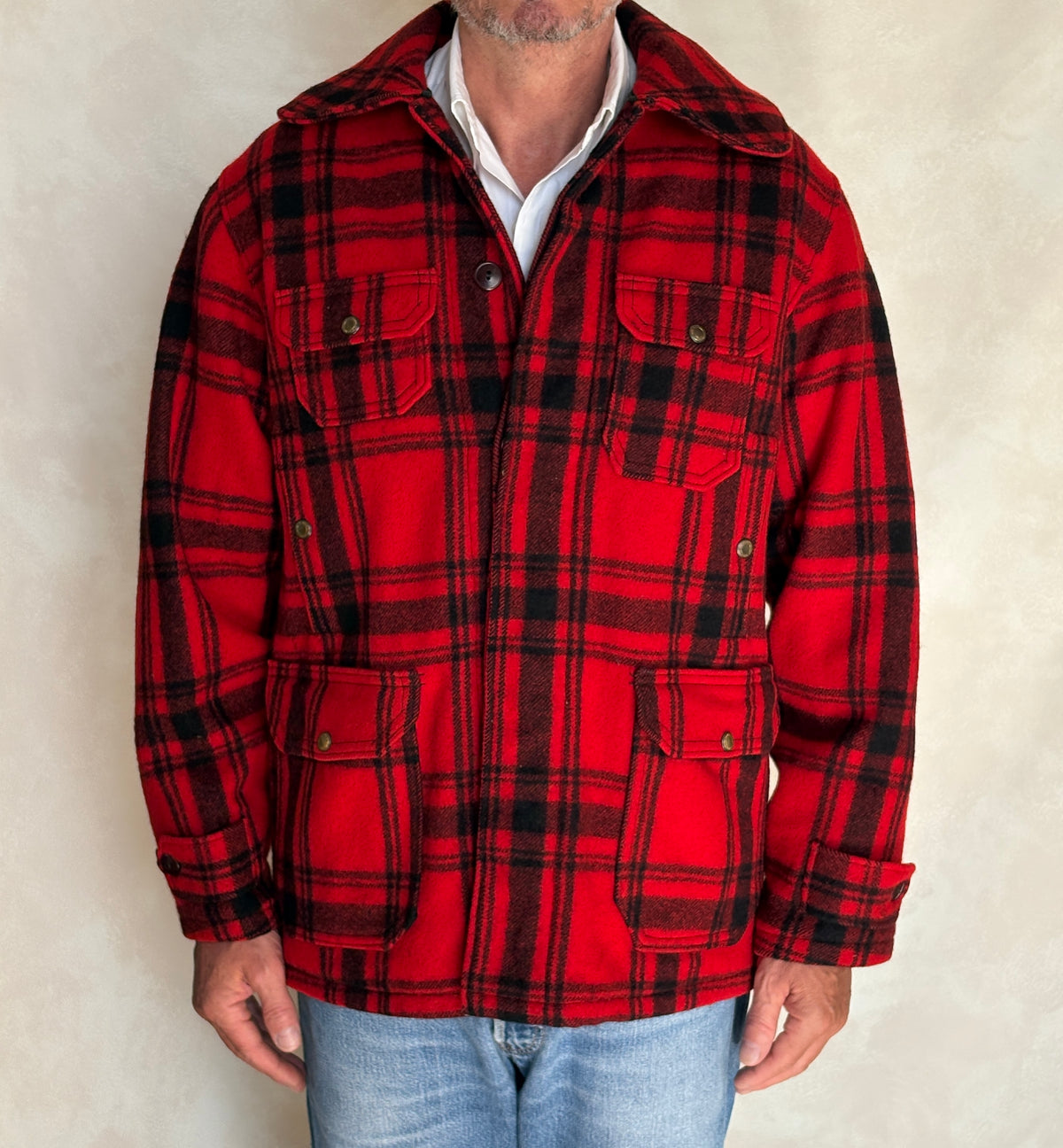 Size 42 US (52EU) 50s Woolrich hunting plaid wool jacket Made in USA