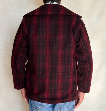 Vintage 1930s Woolrich Red & Black Plaid Wool Hunting Jacket –size 38US / 48EU. Made in USA