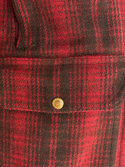 Vintage 1930s Woolrich Red & Black Plaid Wool Hunting Jacket –size 38US / 48EU. Made in USA