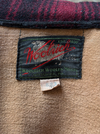 Vintage 1930s Woolrich Red & Black Plaid Wool Hunting Jacket –size 38US / 48EU. Made in USA