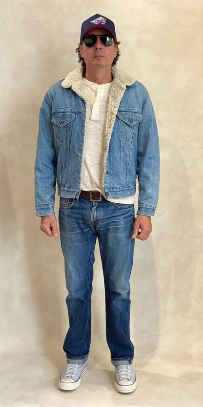 Size 42US/52EU. 4 pockets Vintage Trucker Levis fleece Jacket Made in USA.-AJ357 Studio