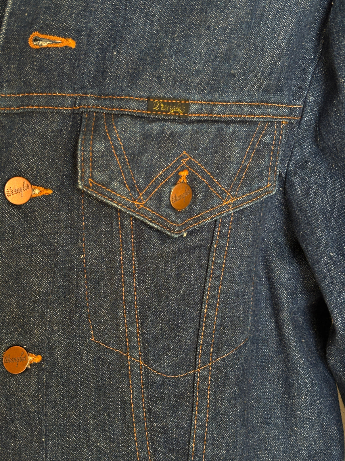 Vintage 70s Wrangler Denim Jacket  2-Pocket Made in USA  Size 40US/50EU