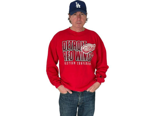 Size L Crew Neck Detroit Red Wings Made In USA By Starter - USA Vintage Bcn
