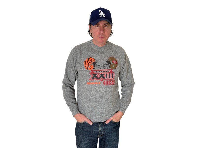super bowl xxiii sweatshirt, bengals vs 49ers, vintage jerzees sweatshirt, nfl 80s crewneck, usa made sweatshirt