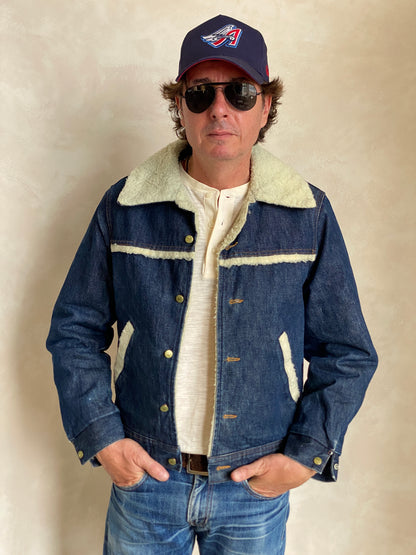 Size Med. 80s Vintage Oshkosh fleece denim Jacket-AJ357 Studio