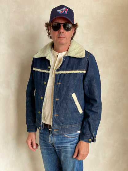 Size Med. 80s Vintage Oshkosh fleece denim Jacket-AJ357 Studio
