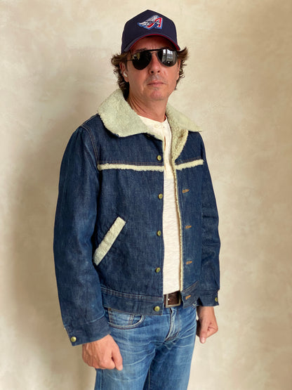 Size Med. 80s Vintage Oshkosh fleece denim Jacket-AJ357 Studio