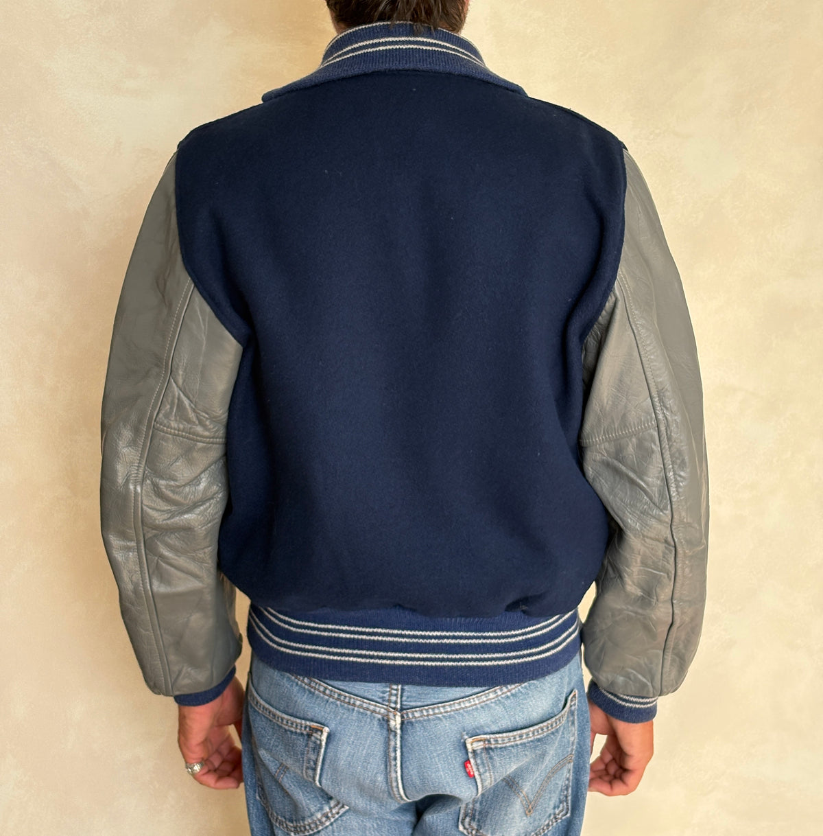 Vintage 70s  Wool And Leather Varsity Jacket — Butwin "Todd" Chenille "T" Patch — Made In USA — Size 44