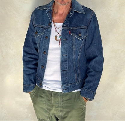 Size 38US / 48EU. Vintage Early 70s 2 pocket Levi’s Denim Jacket 70505 – Single Stitch, Made in USA-AJ357 Studio
