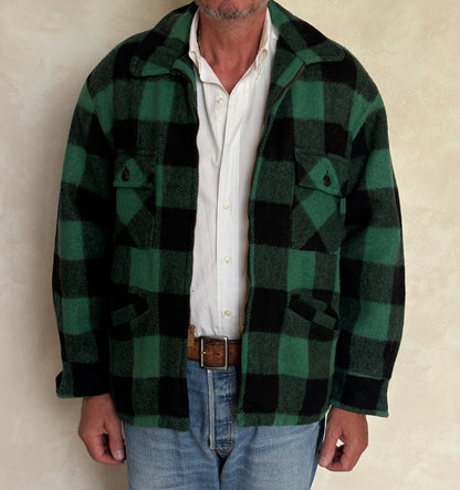 Vintage Sedgefield Outerwear By Blue Bell Buffalo Plaid Wool Jacket — Green & Black — Size L