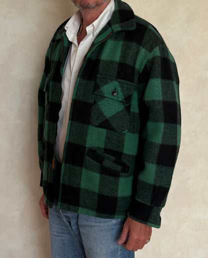 Vintage Sedgefield Outerwear By Blue Bell Buffalo Plaid Wool Jacket — Green & Black — Size L