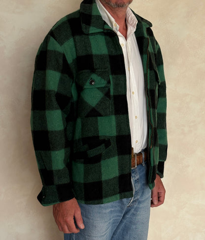 Vintage Sedgefield Outerwear By Blue Bell Buffalo Plaid Wool Jacket — Green & Black — Size L
