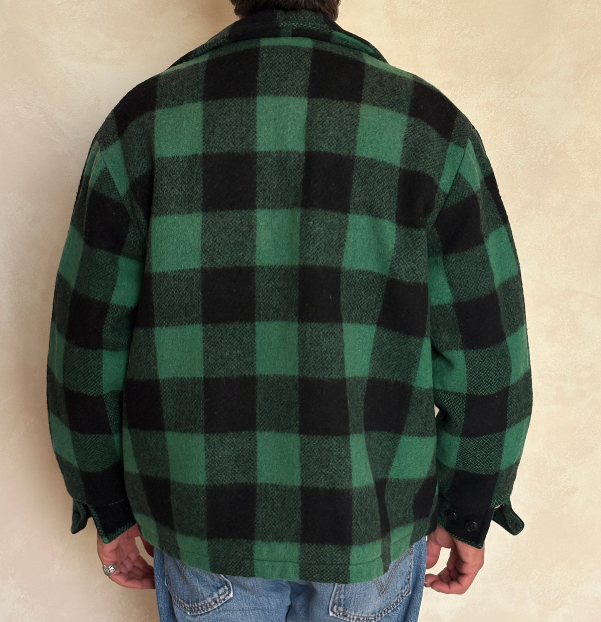Vintage Sedgefield Outerwear By Blue Bell Buffalo Plaid Wool Jacket — Green & Black — Size L