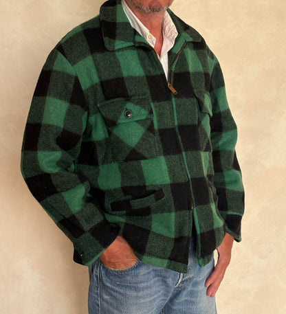 Vintage Sedgefield Outerwear By Blue Bell Buffalo Plaid Wool Jacket — Green & Black — Size L