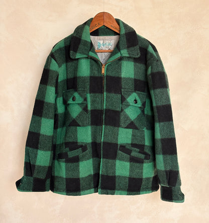 Vintage Sedgefield Outerwear By Blue Bell Buffalo Plaid Wool Jacket — Green & Black — Size L